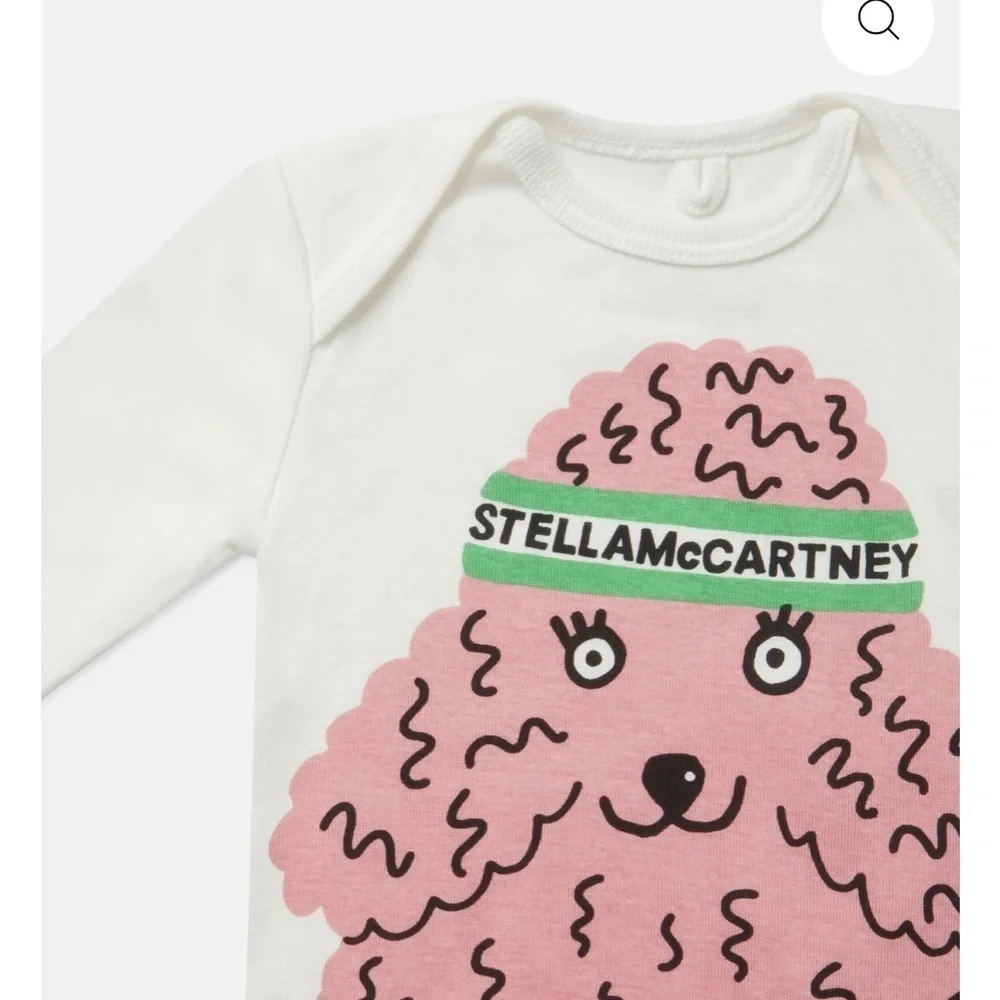Stella McCartney Kids Pink and Yellow Footies. Baby girl poodle bodysuit and rom